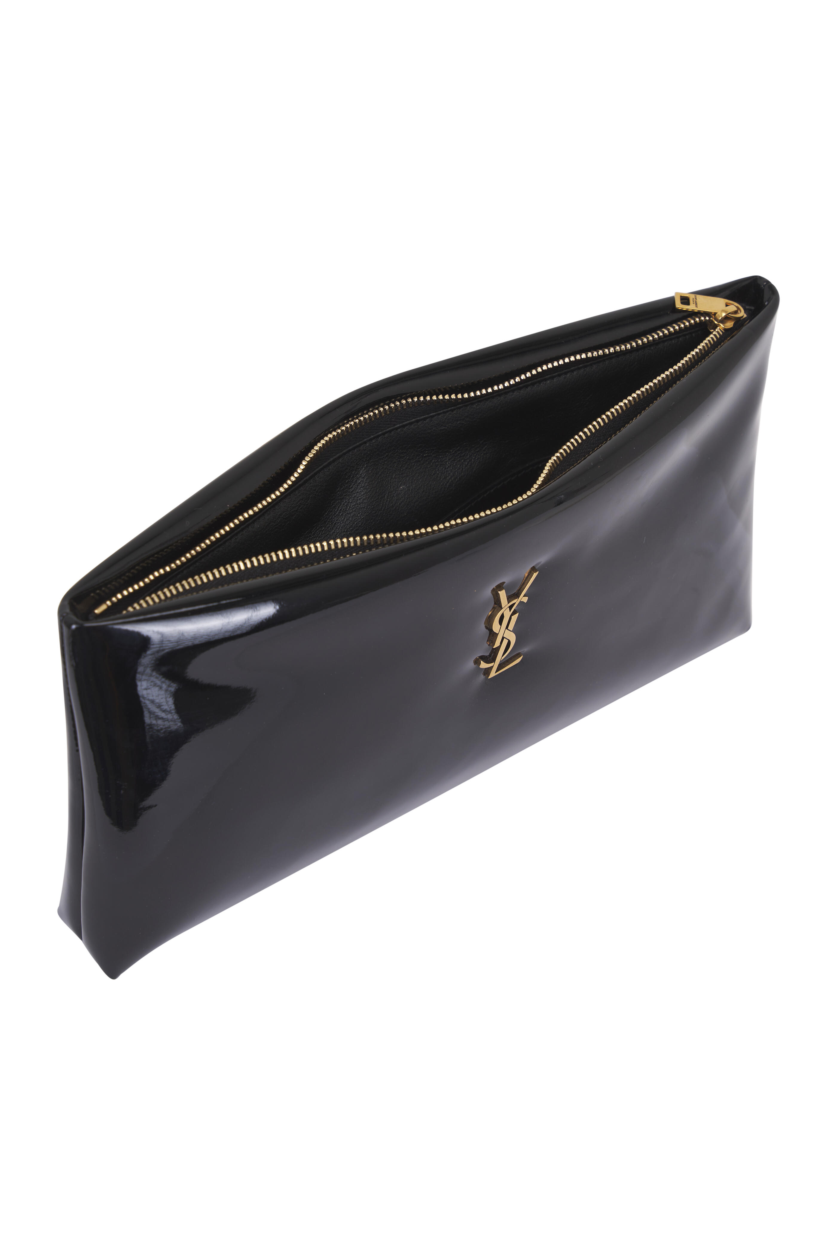 Saint Laurent - Calypso Black Shiny Canvas Clutch