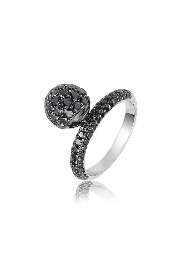 Nam Cho 18k White Gold Black Diamond Ball Ring - view 1