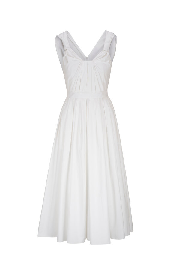 McQueen White Poplin Twist Front Dress 