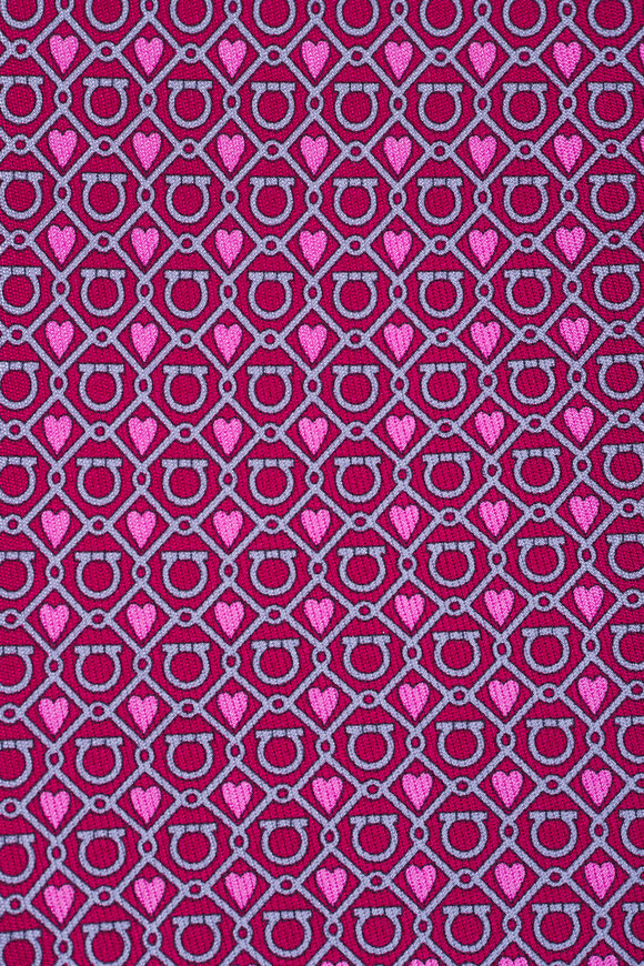 Ferragamo Red Geometric Heart Print Silk Necktie - view 2