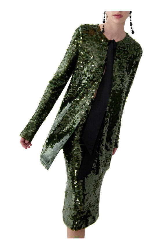 Carolina Herrera Forest Green Embellished Cardigan - view 4