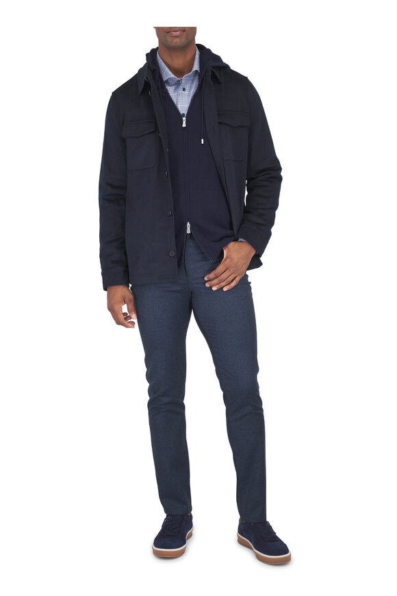 Gran Sasso Navy Blue Front Zip Hoodie - view 2