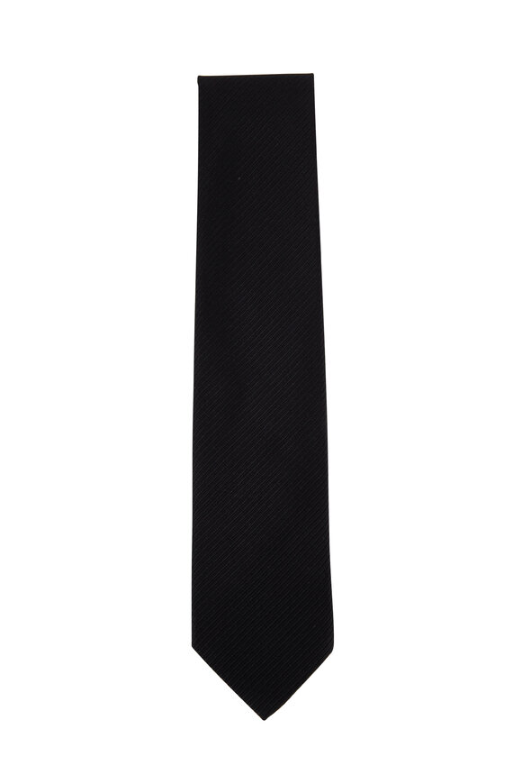 Charvet - Black Striped Silk Necktie