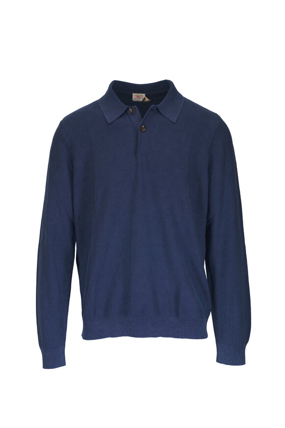 Faherty Brand Blue Nights Lightweight Sunwashed Sweater Polo - view 1
