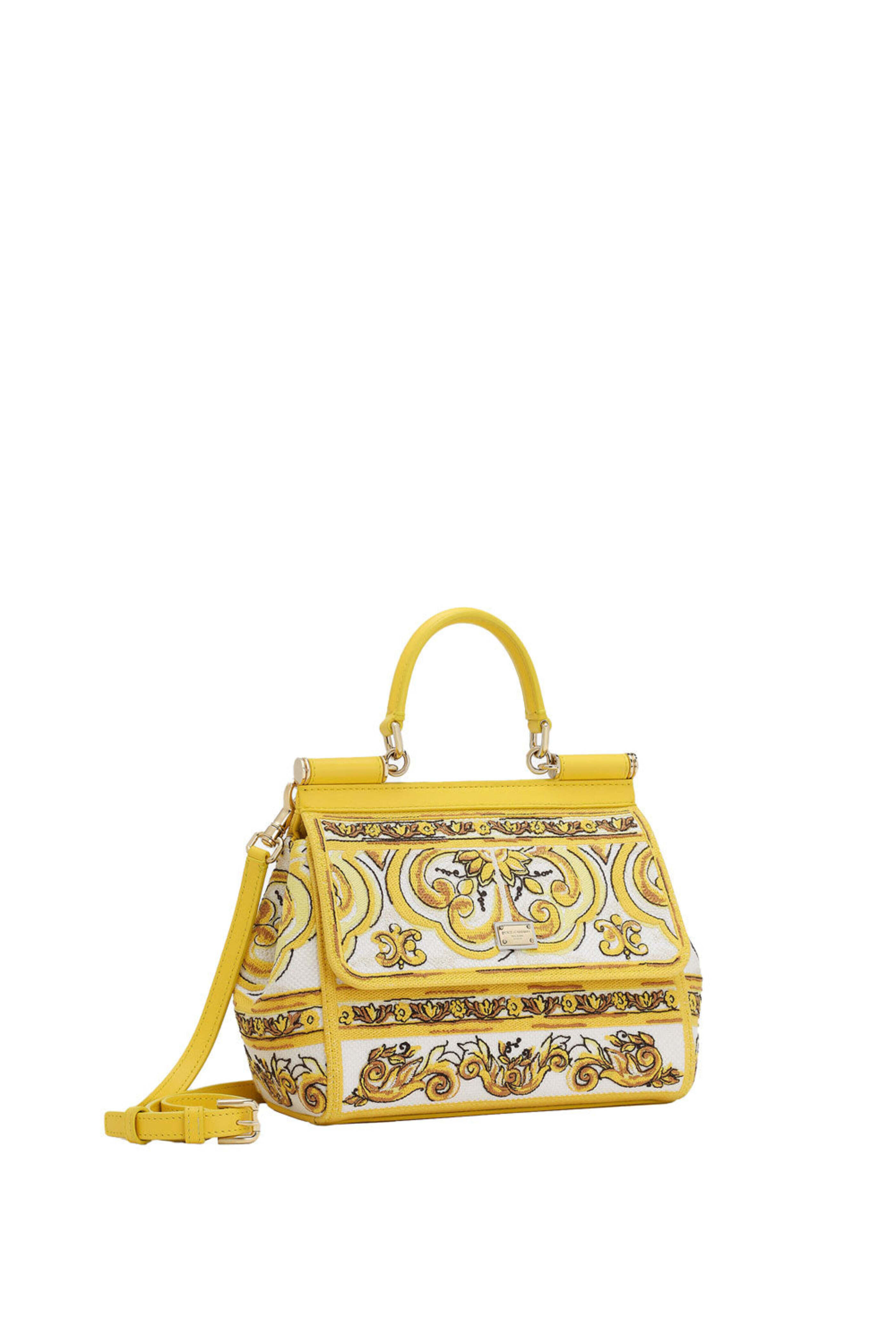 DOLCE&GABBANA マジョリカミニクロスバッグ Dolce & Gabbana - Medium Sicily Top Handle Bag in Yellow