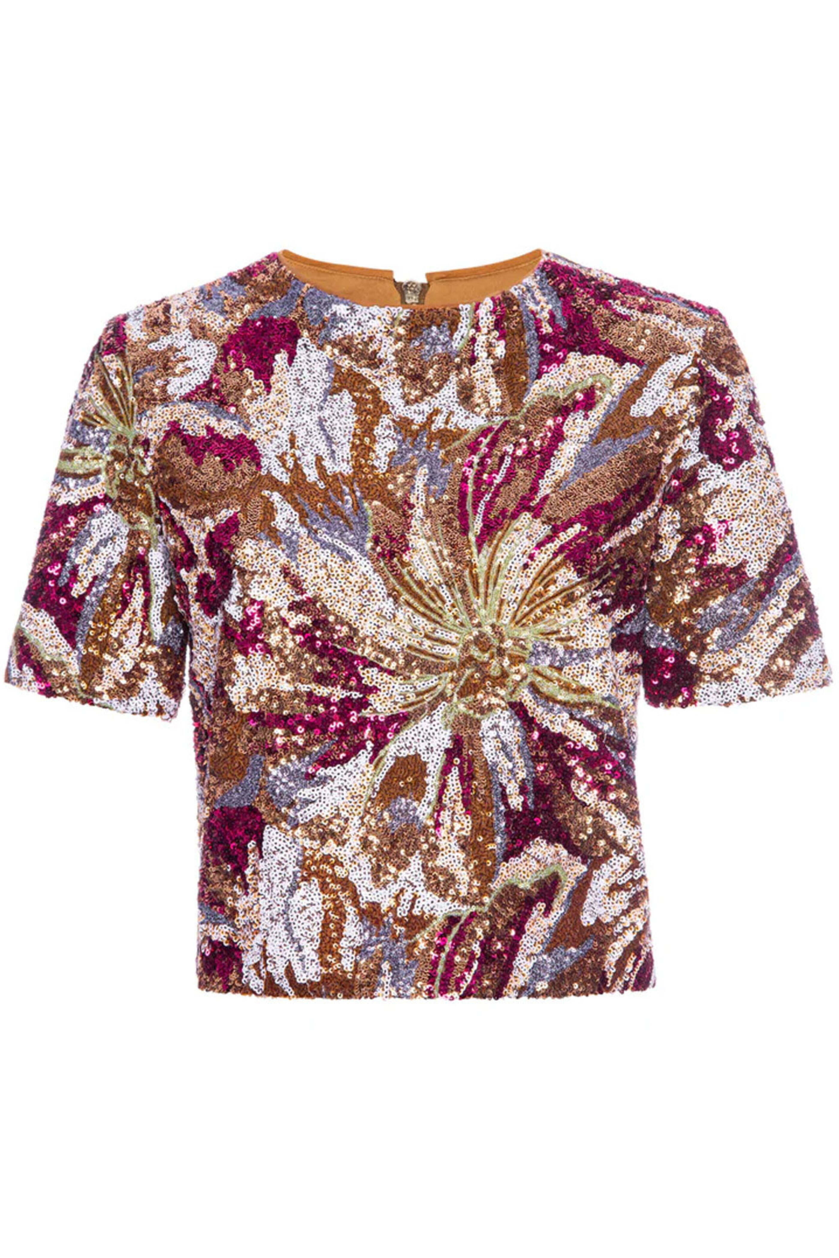 Le Superbe - Abstract Floral Sequin Top