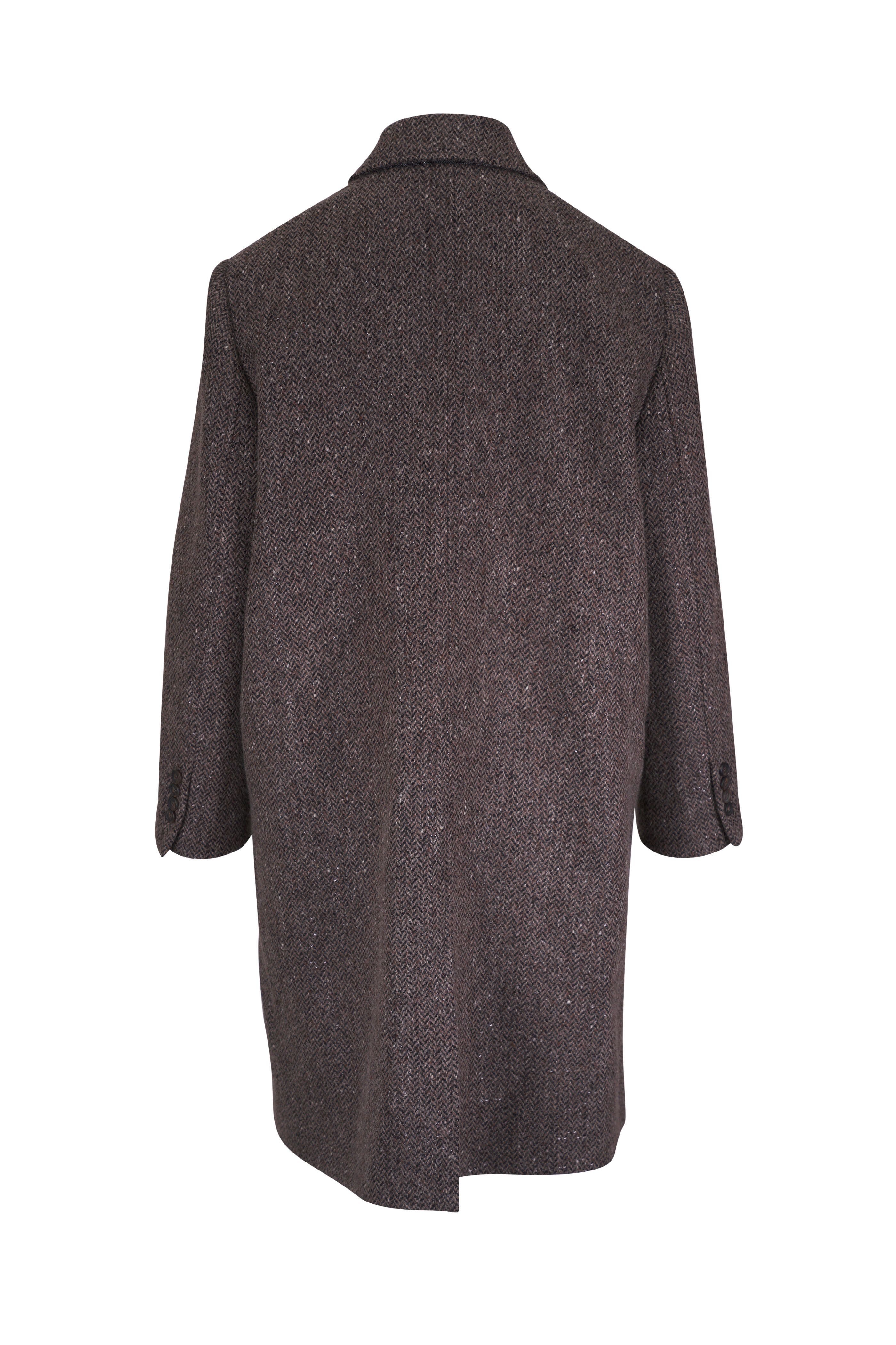 Brunello Cucinelli - Black & Brown Herringbone Lurex Topper - view 3