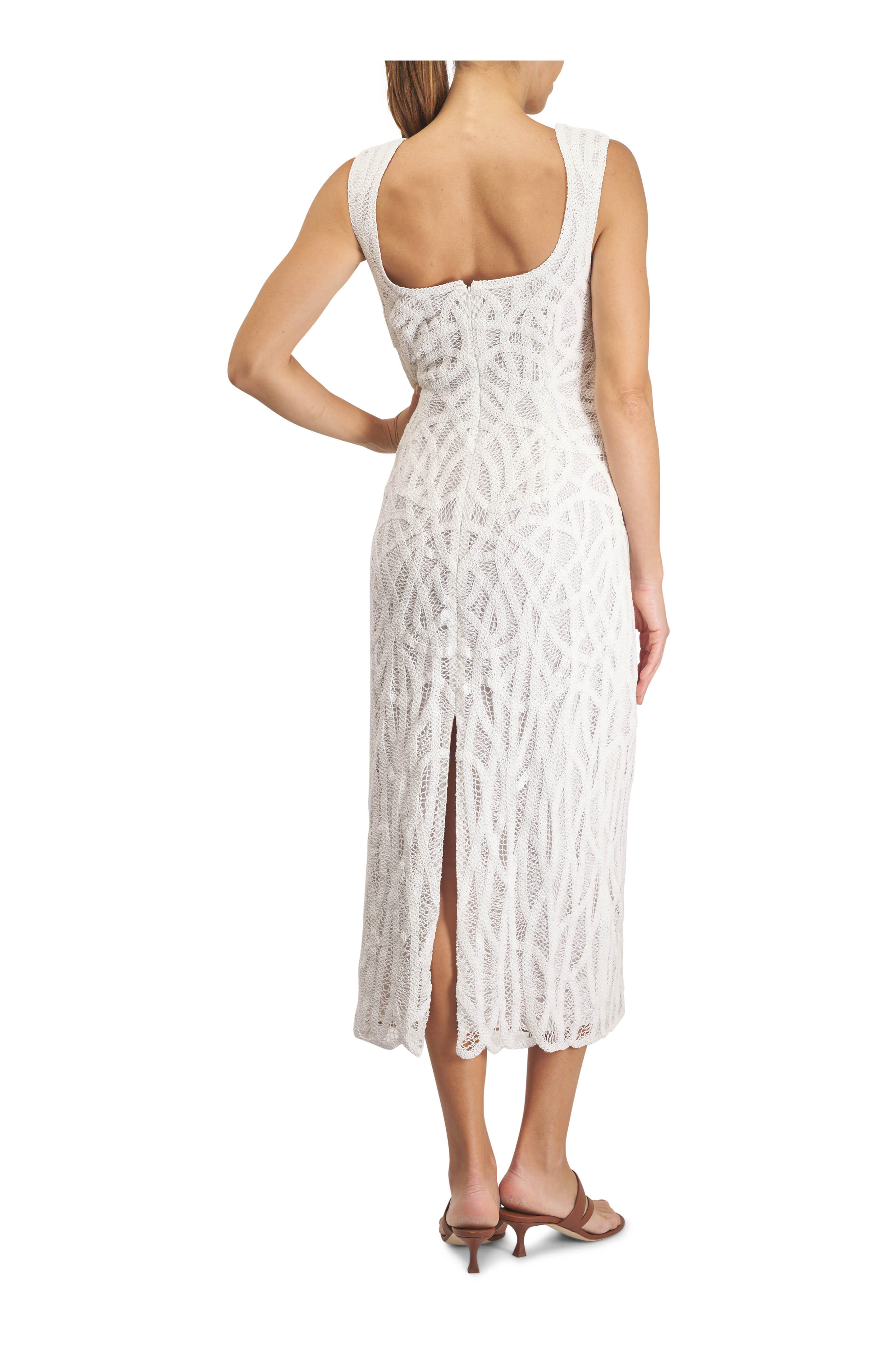Simkhai - Leonora White Cotton Macrame Midi Dress