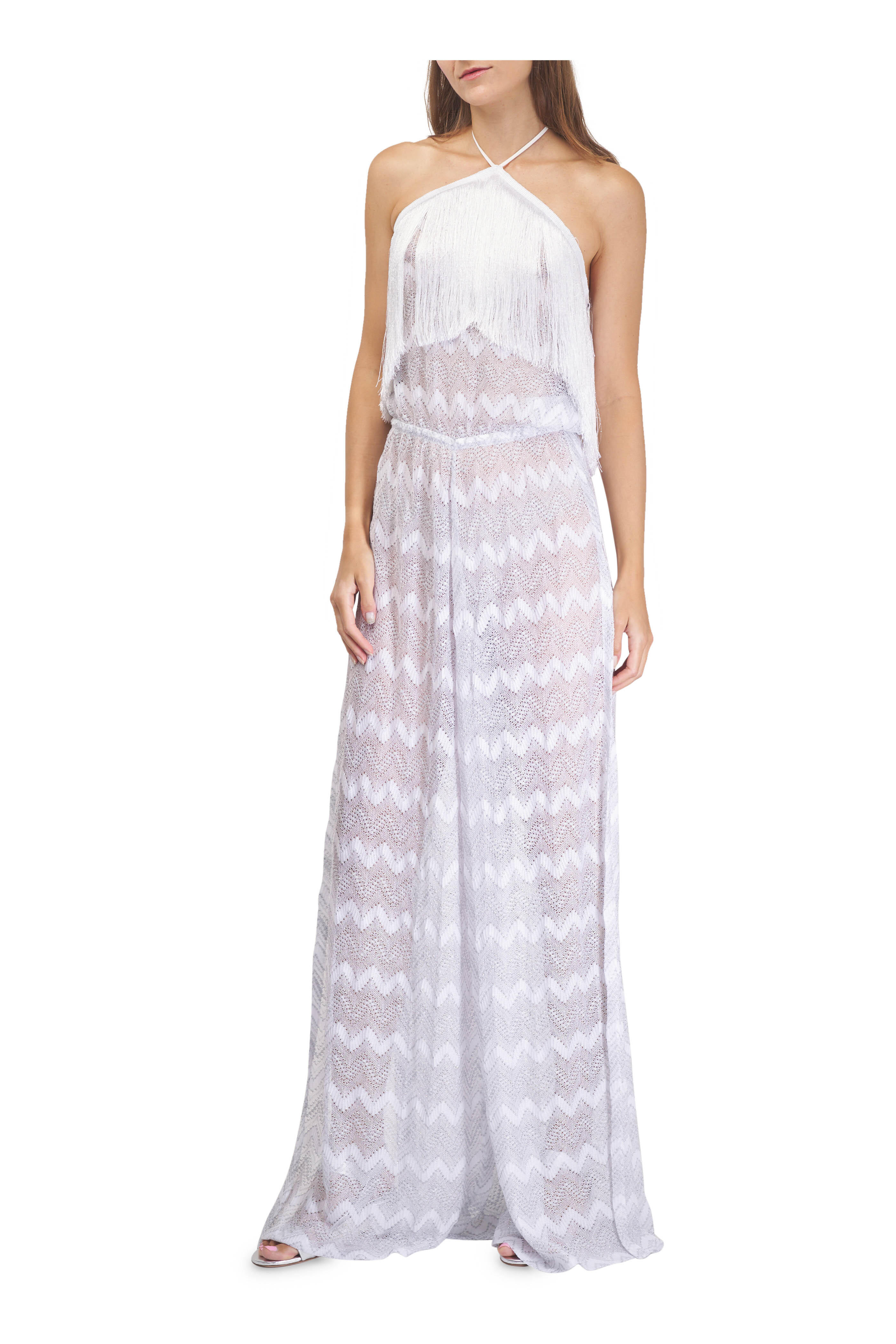 Missoni - Zigzag White Fringe Lamé Jumpsuit