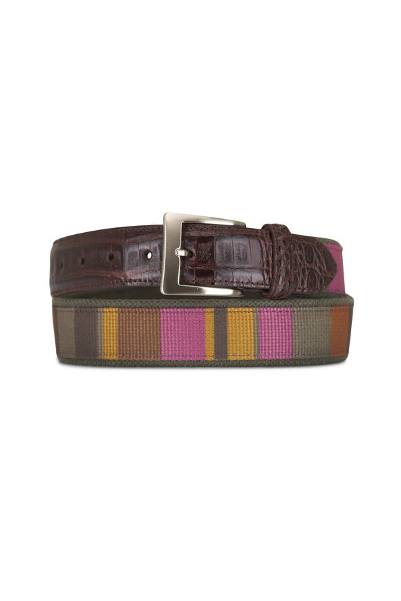 W Kleinberg Green & Multicolor Canvas Belt 