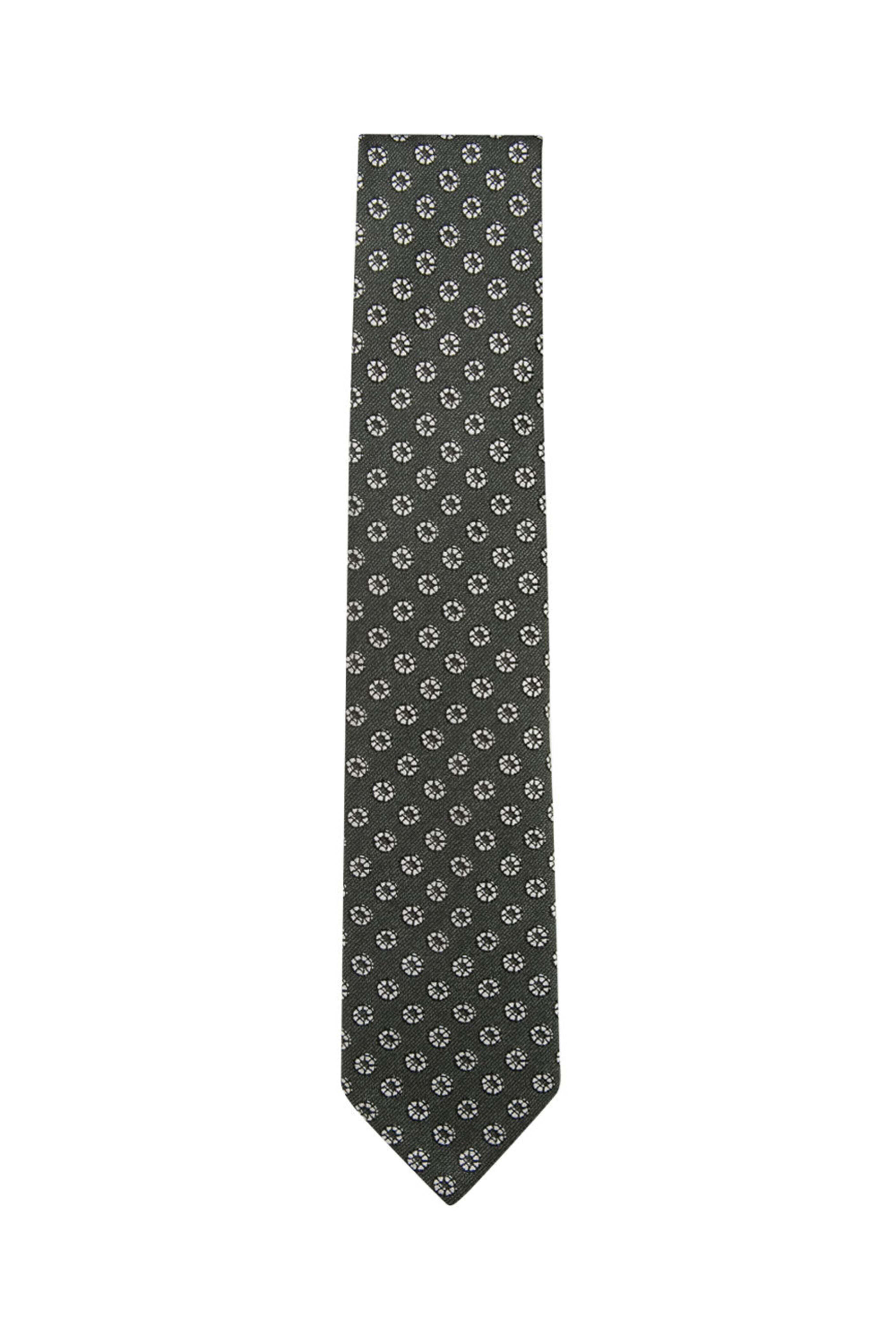 Geoff Nicholson - Green and Grey Silk Neat Tie