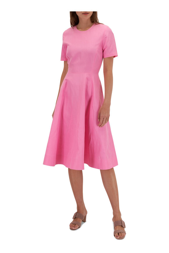 Lafayette 148 New York - Pink Silk & Linen Midi Dress