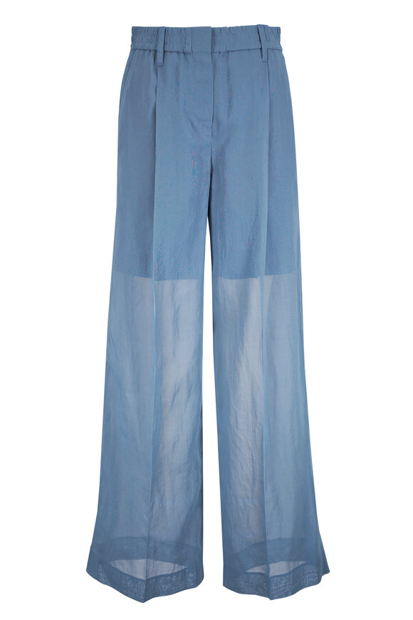Brunello Cucinelli Azure Cotton Organza Pant