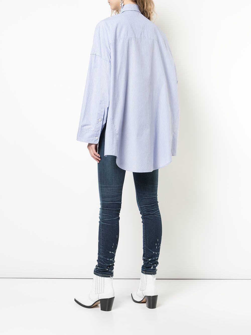 R13 Oversized Light Blue Striped Cotton Shirt Mitchell Stores