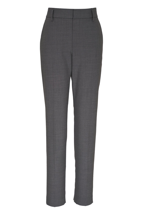 Brunello Cucinelli - Gray Tropical Wool Straight Leg Pant