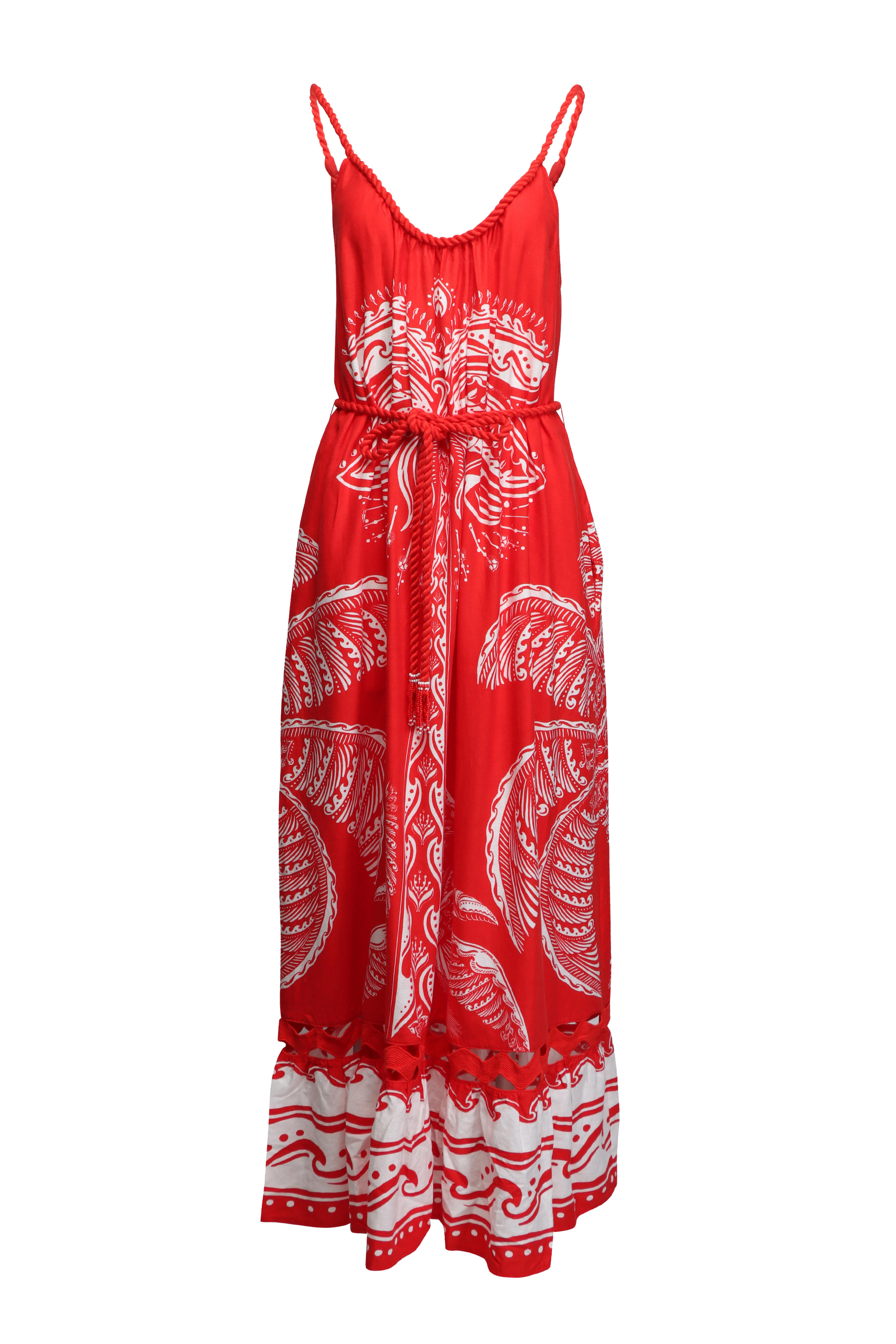 Farm Rio - Coconut Tree Red Maxi Dress