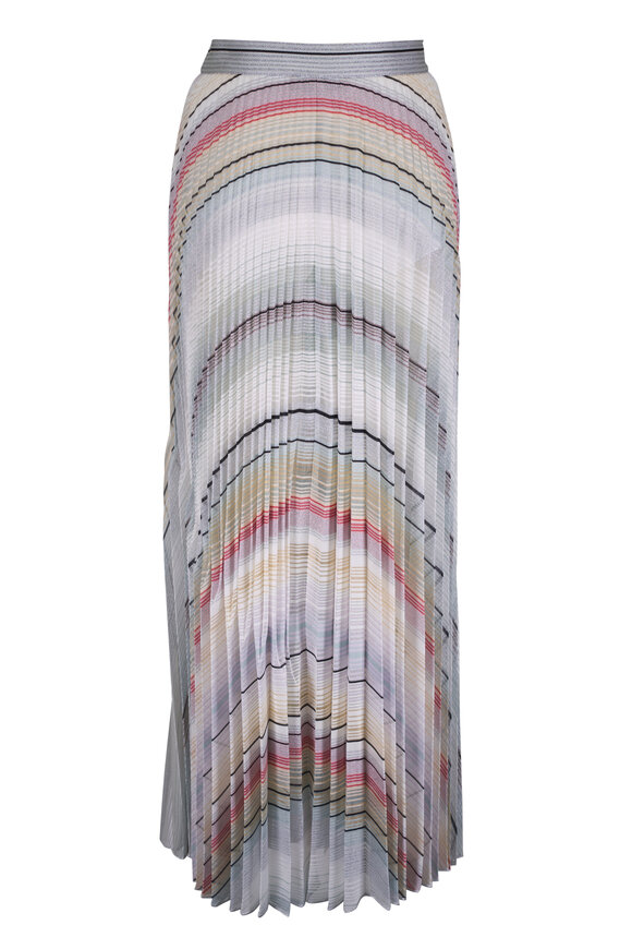 Missoni White Multi Stripe Pleated Maxi Skirt - view 3