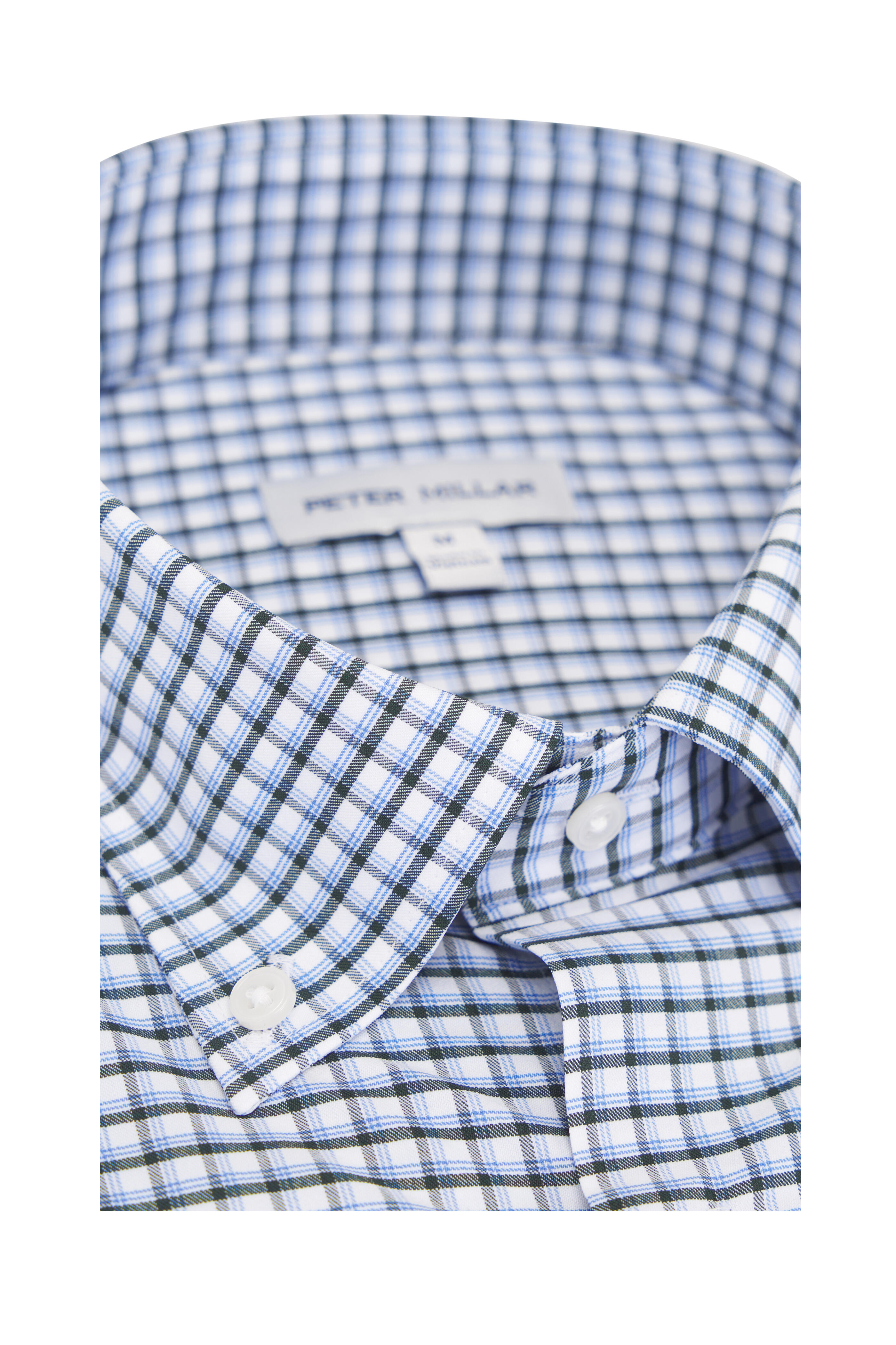 Peter Millar - Cashiers Dark Green & Blue Plaid Twill Sport Shirt