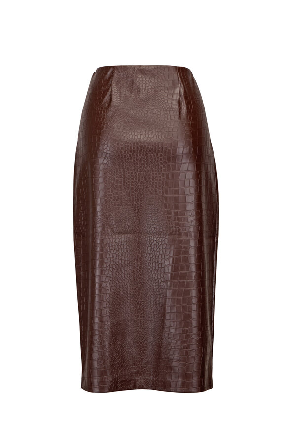 Brochu Walker Esme Brown Embossed Midi Skirt - view 2