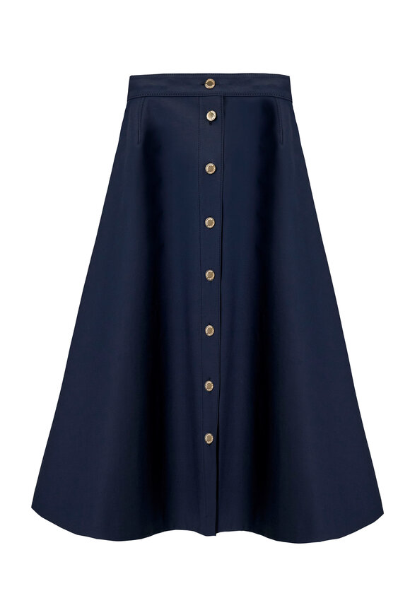 Carolina Herrera Midnight Cotton Midi Skirt - view 1