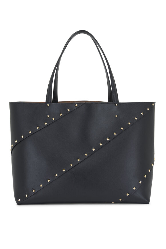 Valentino Garavani - Wispy Black Leather Rockstud Tote 