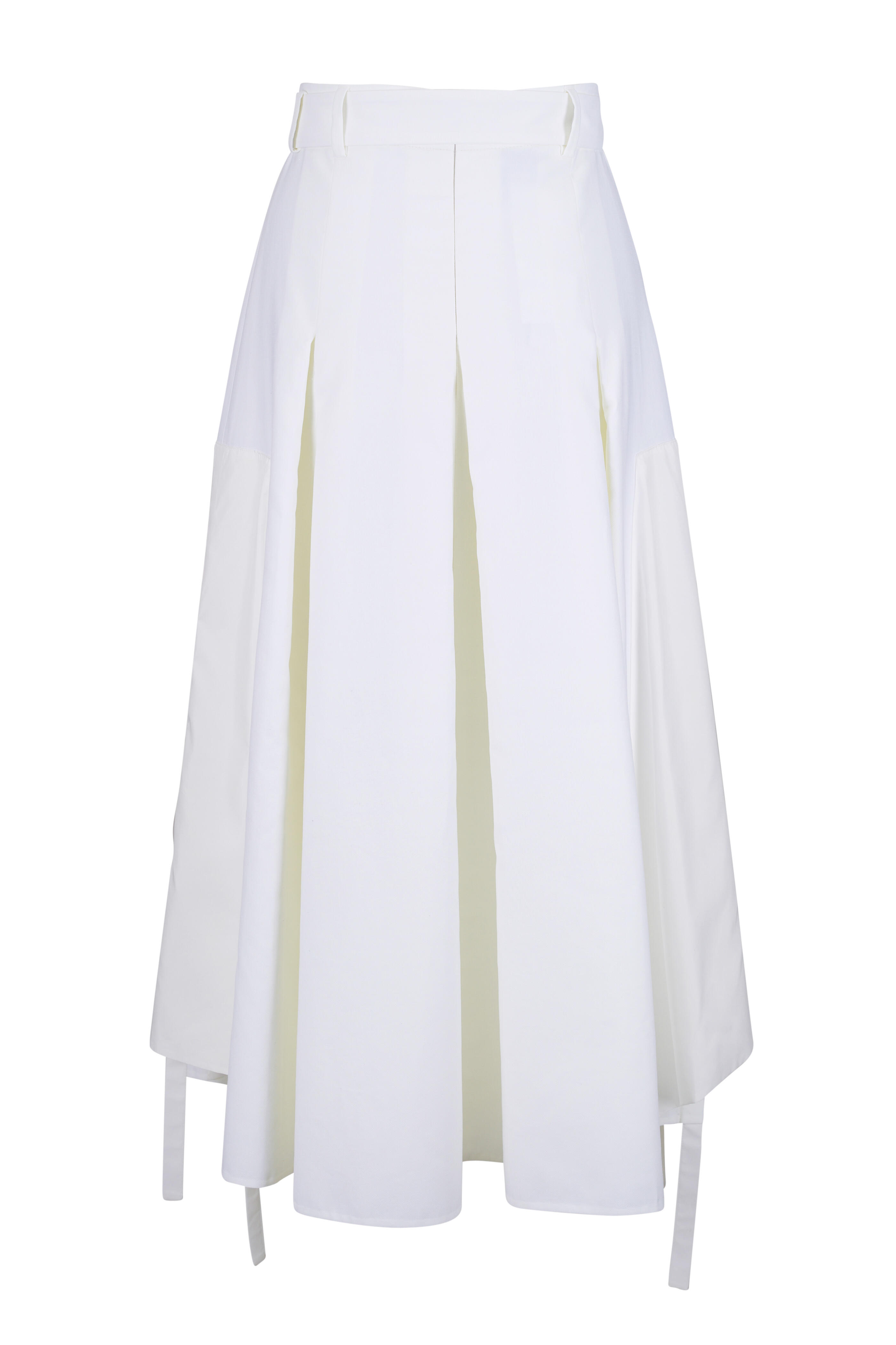 Akris - Ecru Belted Side Panel Midi Skirt