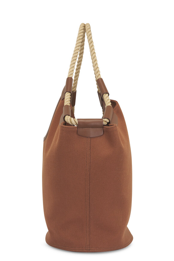 Loro Piana Gioia Vicuna & Dark Vicuna Cotton Shopper Tote - view 3