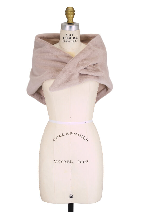 Herno Light Beige Faux Fur Triangle Foulard - view 1