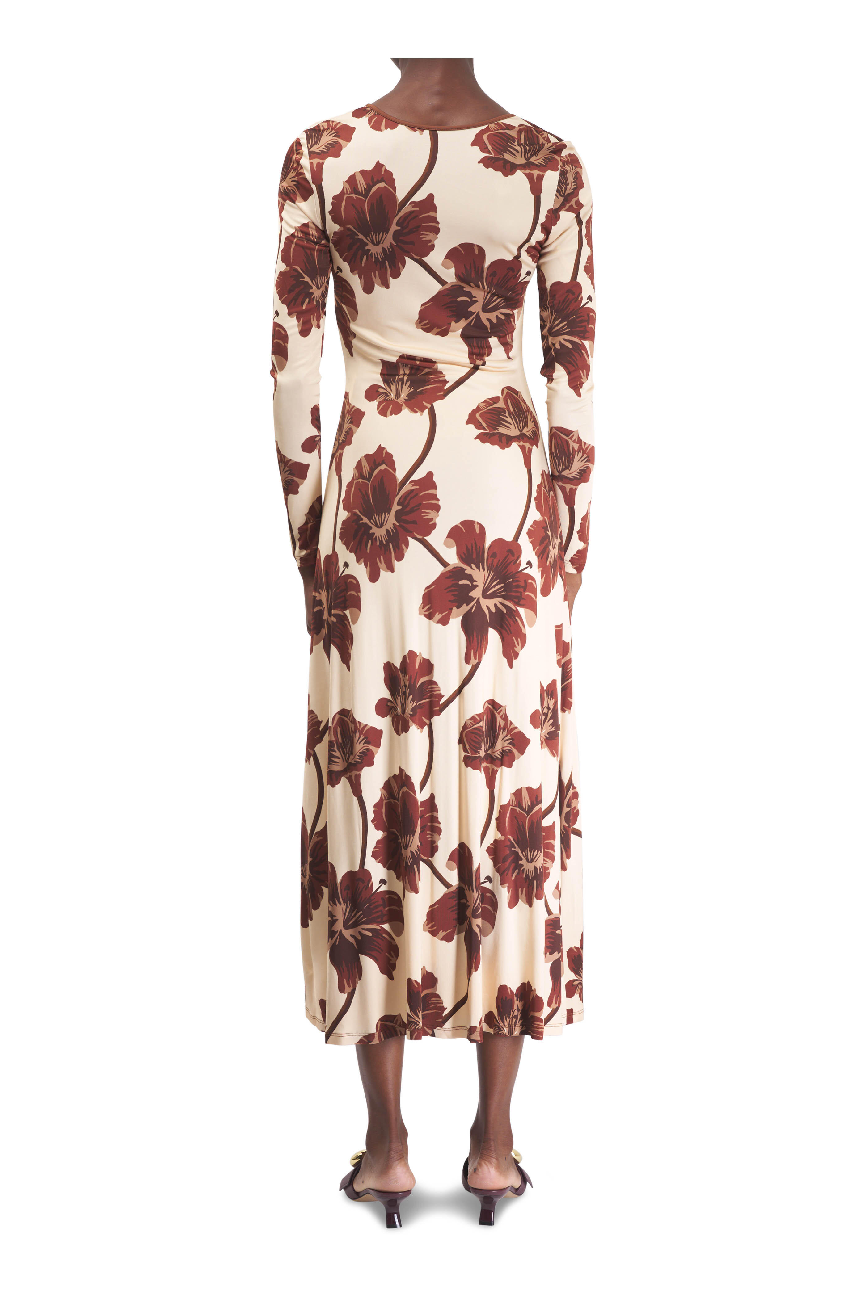 Johanna Ortiz - Alma Bordada Ecru & Brown Maxi Dress
