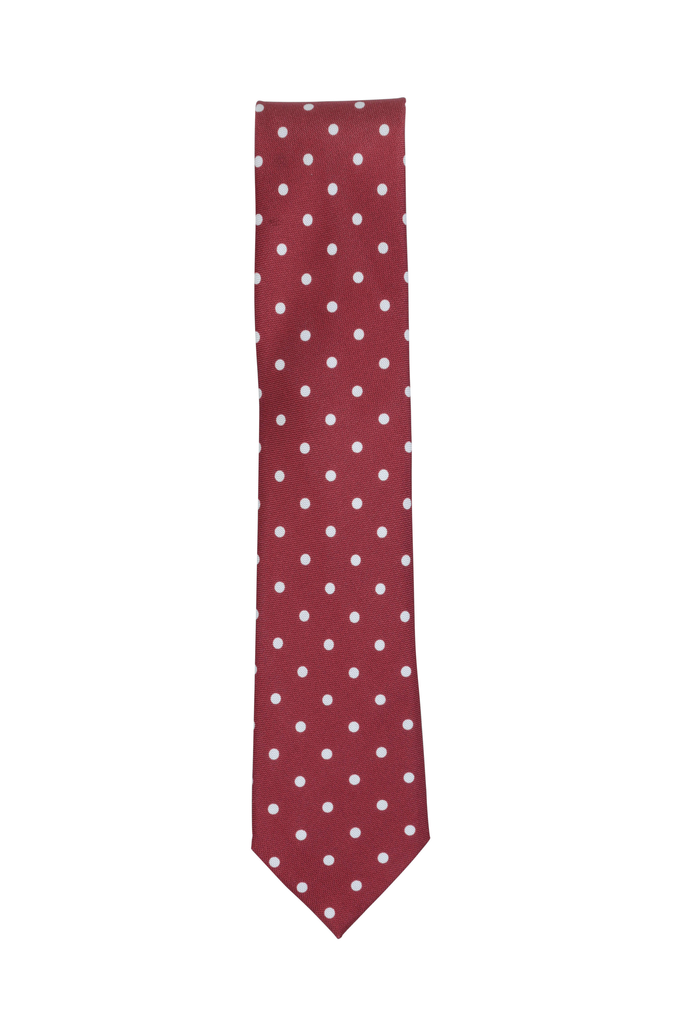 Zegna - Burgundy & White Dot Silk Necktie | Mitchell Stores