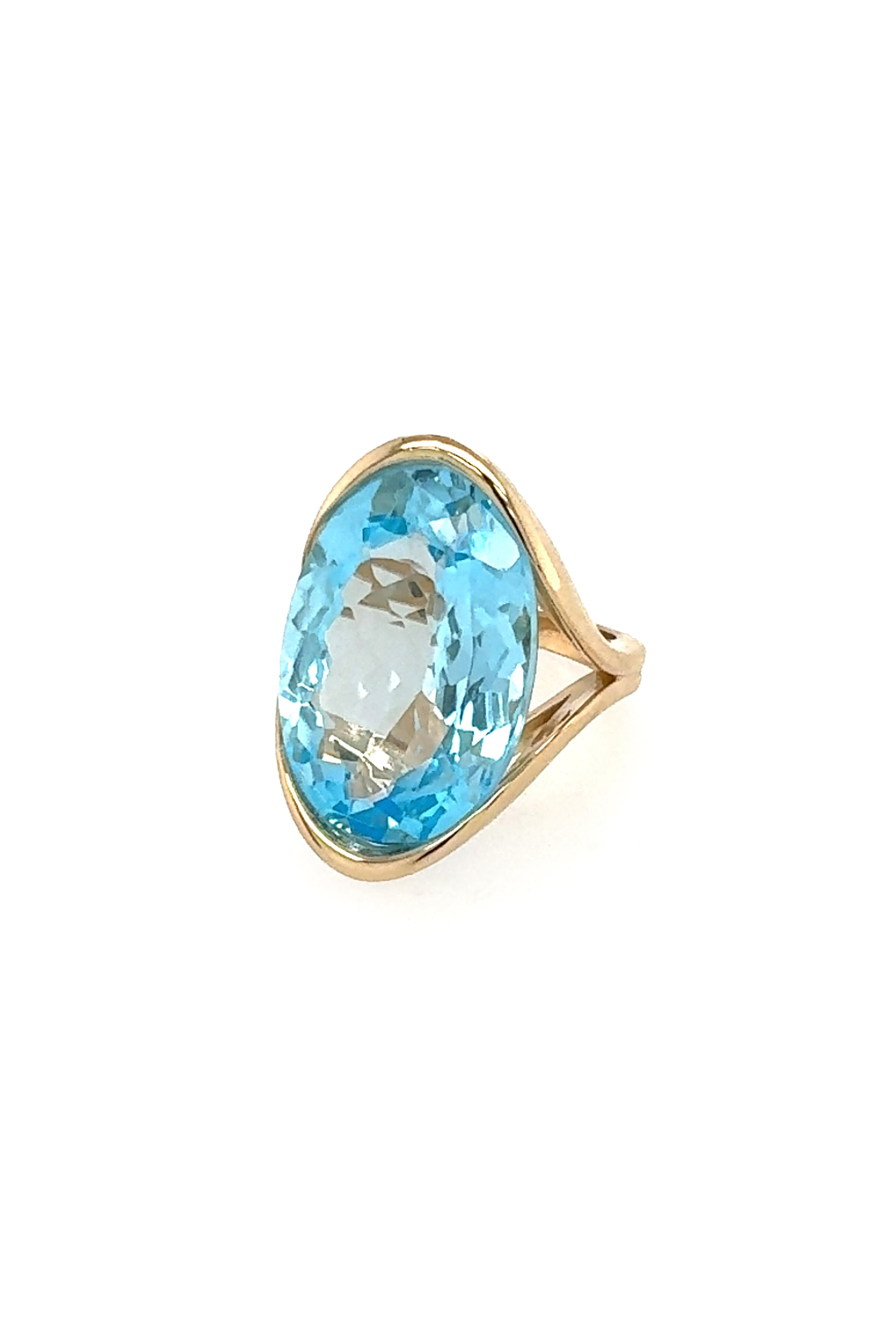 Ellen Hoffman - 14k Gold Blue Topaz Mid-Century Modernist Ring
