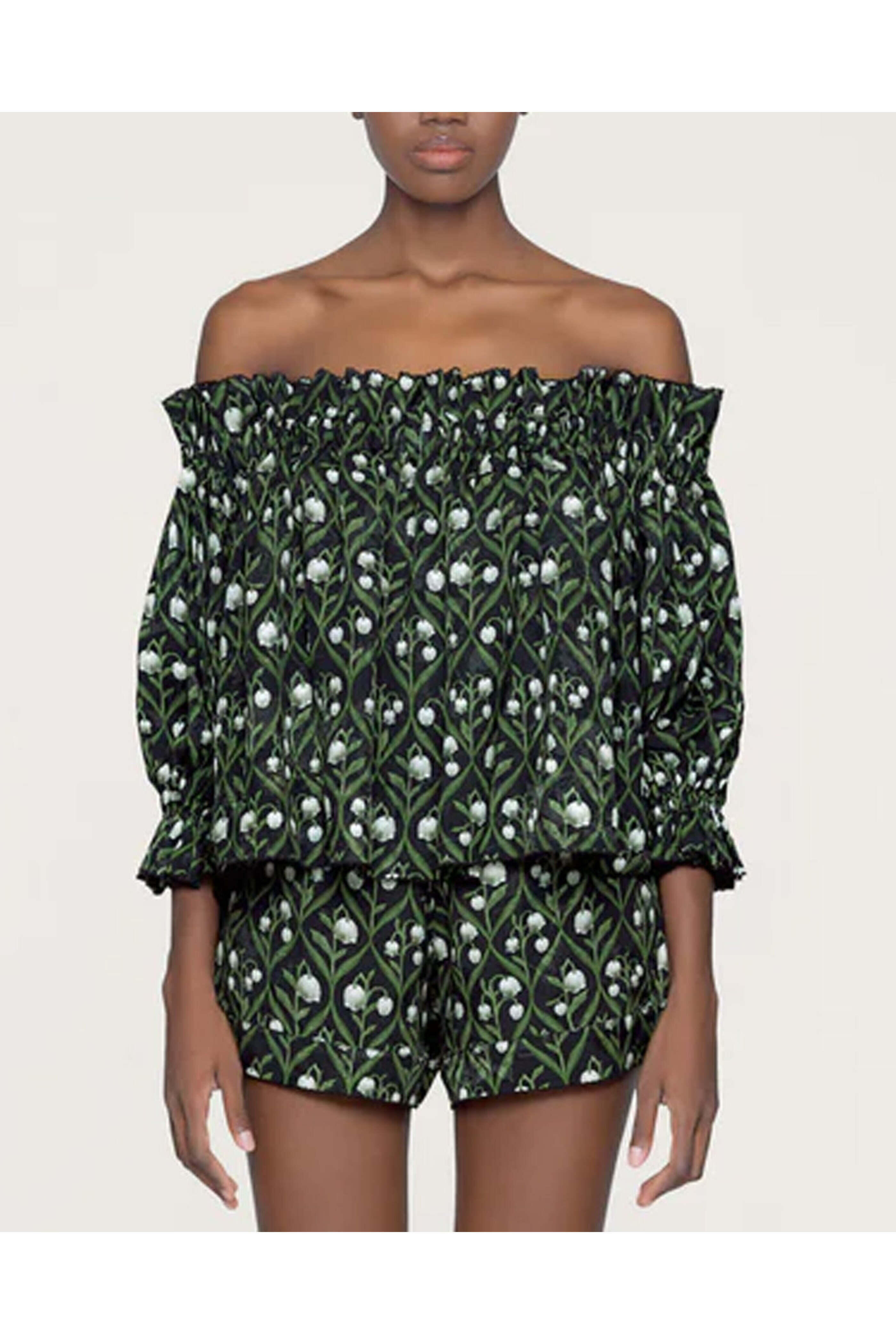 Agua By Agua Bendita - Multicolor Urucu Perla Off The Shoulder Crop Top