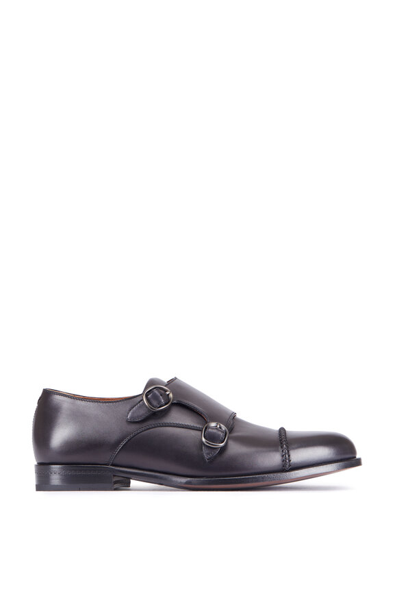 Zegna - Black Double Monk Strap Shoe