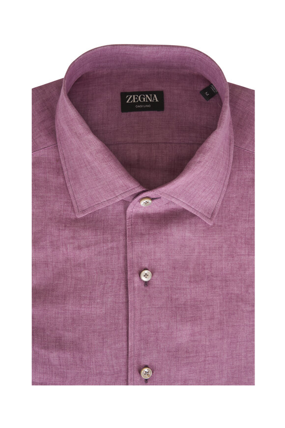 Zegna Oasi Pink Linen Sport Shirt - view 1