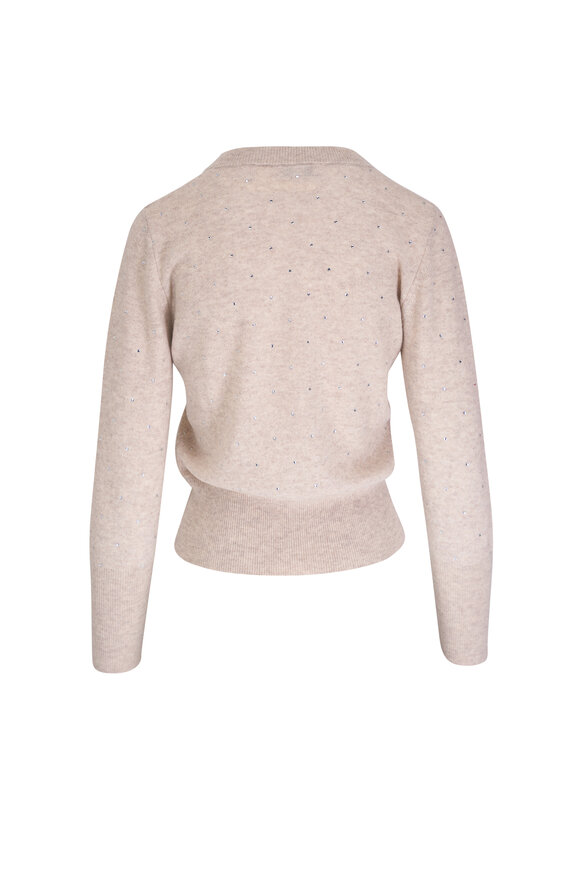 Kinross - Mushroom Cashmere Crystal V-Neck Sweater