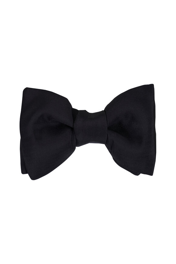 Tom Ford Black Pique Silk Pre-Tied Bow Tie