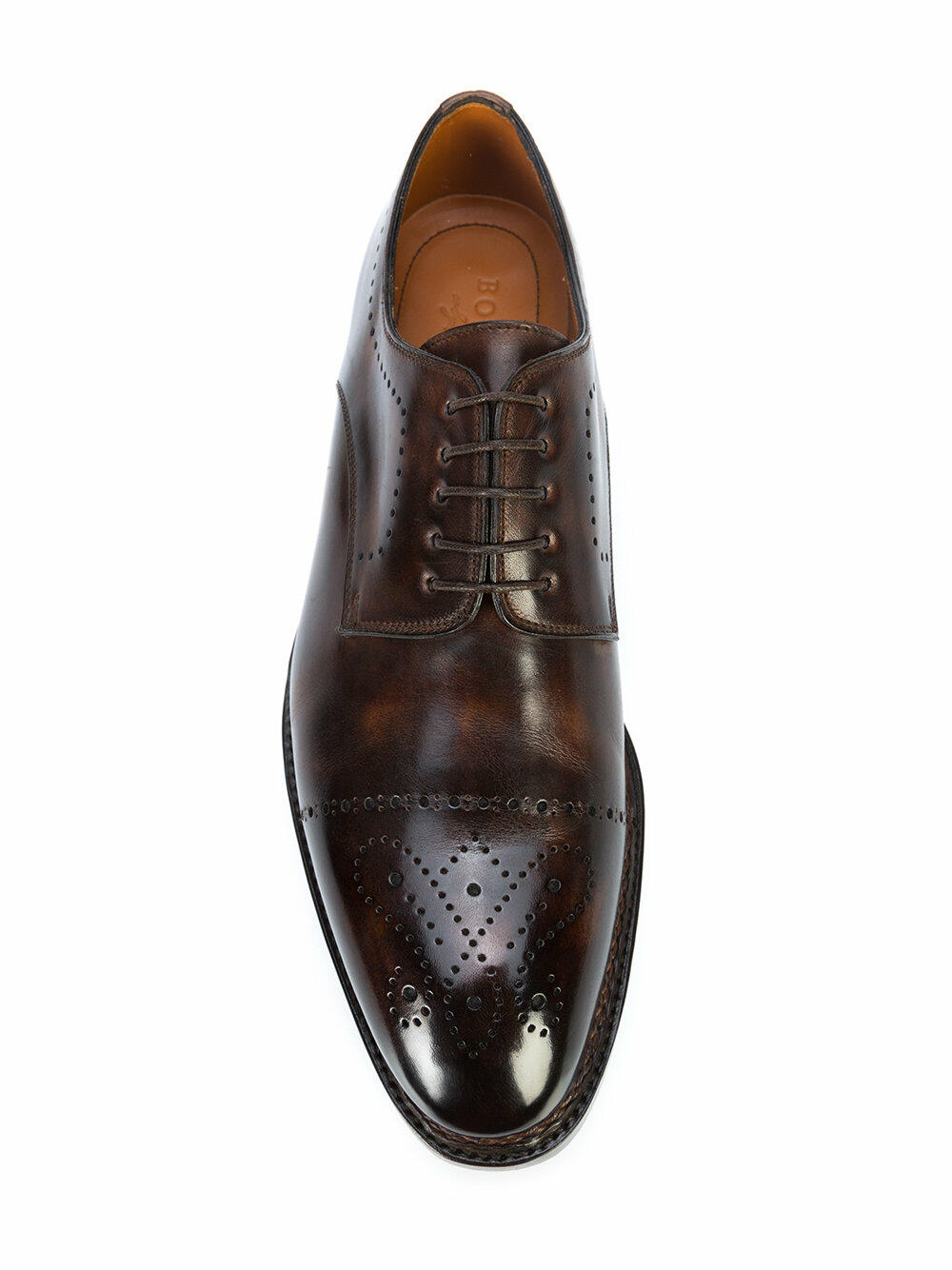 Bontoni - Chocolate Leather Medallion Toe Derby Shoe