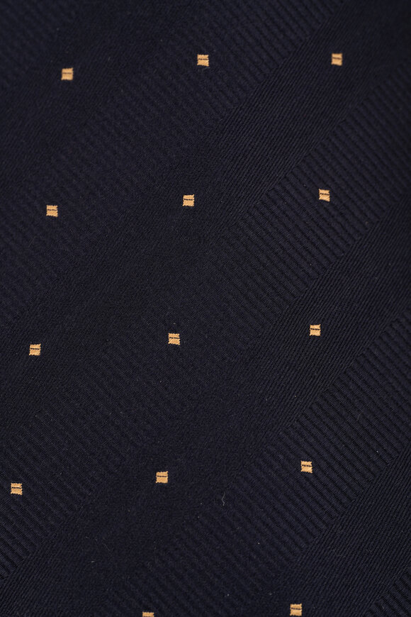 Brioni - Navy & Yellow Geometric Print Silk Necktie 