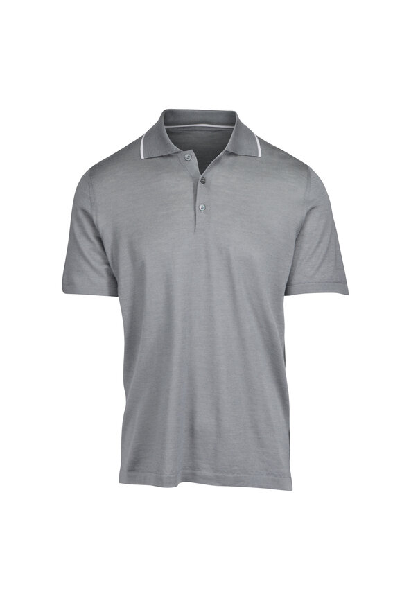 Fedeli Gray Cashmere & Silk Polo