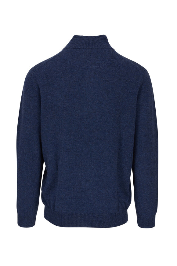 Kinross - Dark Indigo Cashmere Quarter-Button Sweater