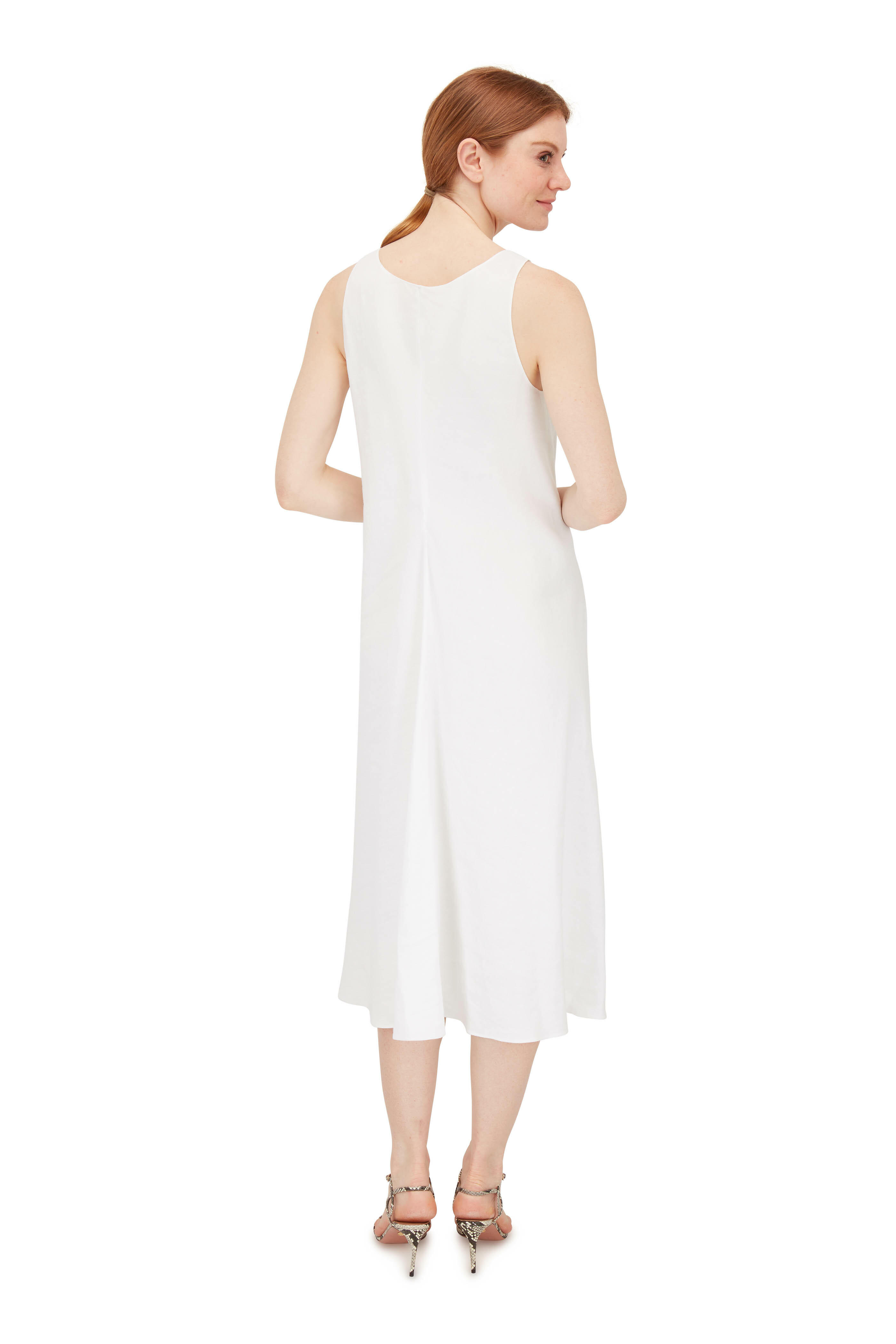Peter Cohen - White Stretch Linen Sleeveless Dress