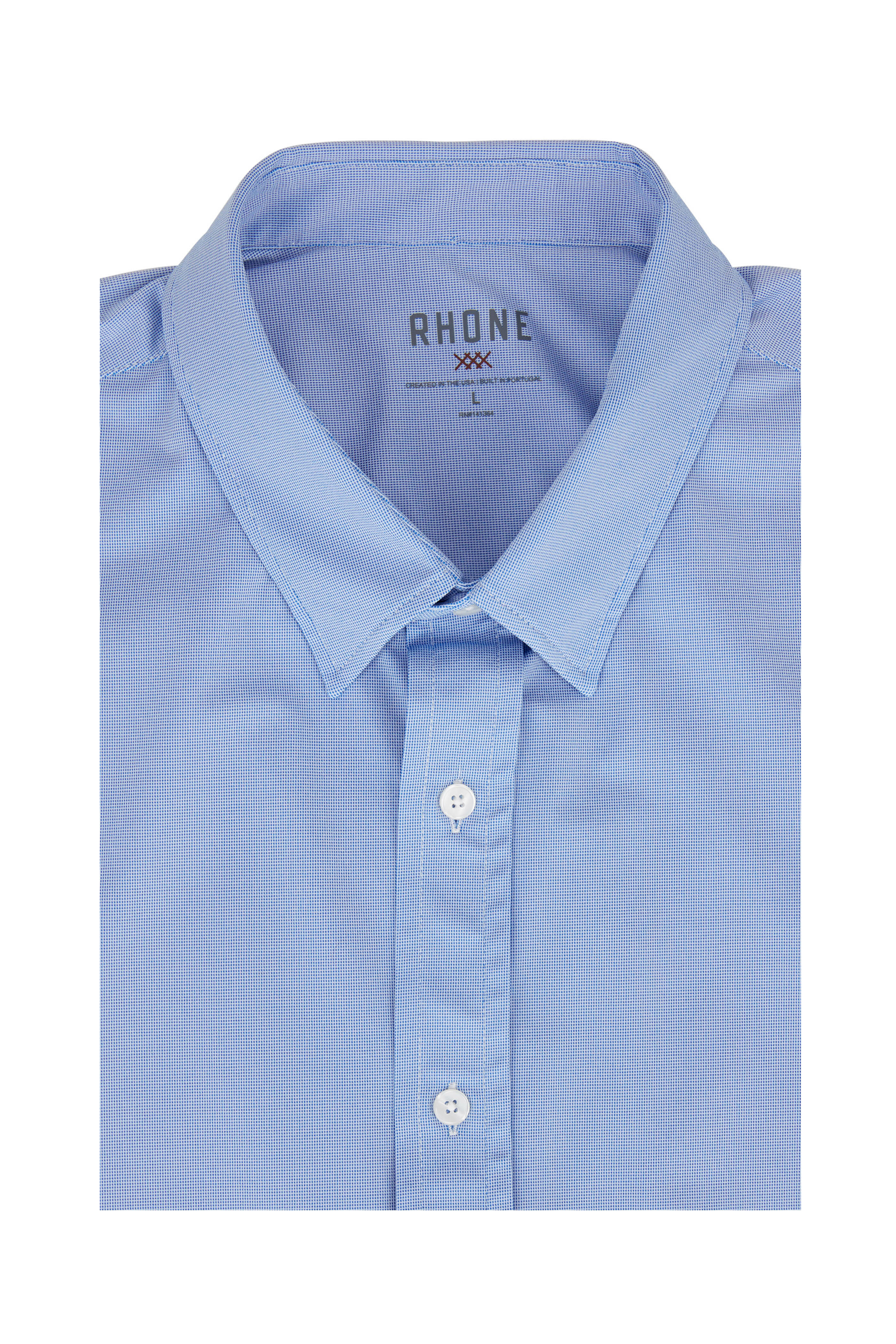 Rhone Apparel - Commuter Blue Birdseye Performance Dress Shirt