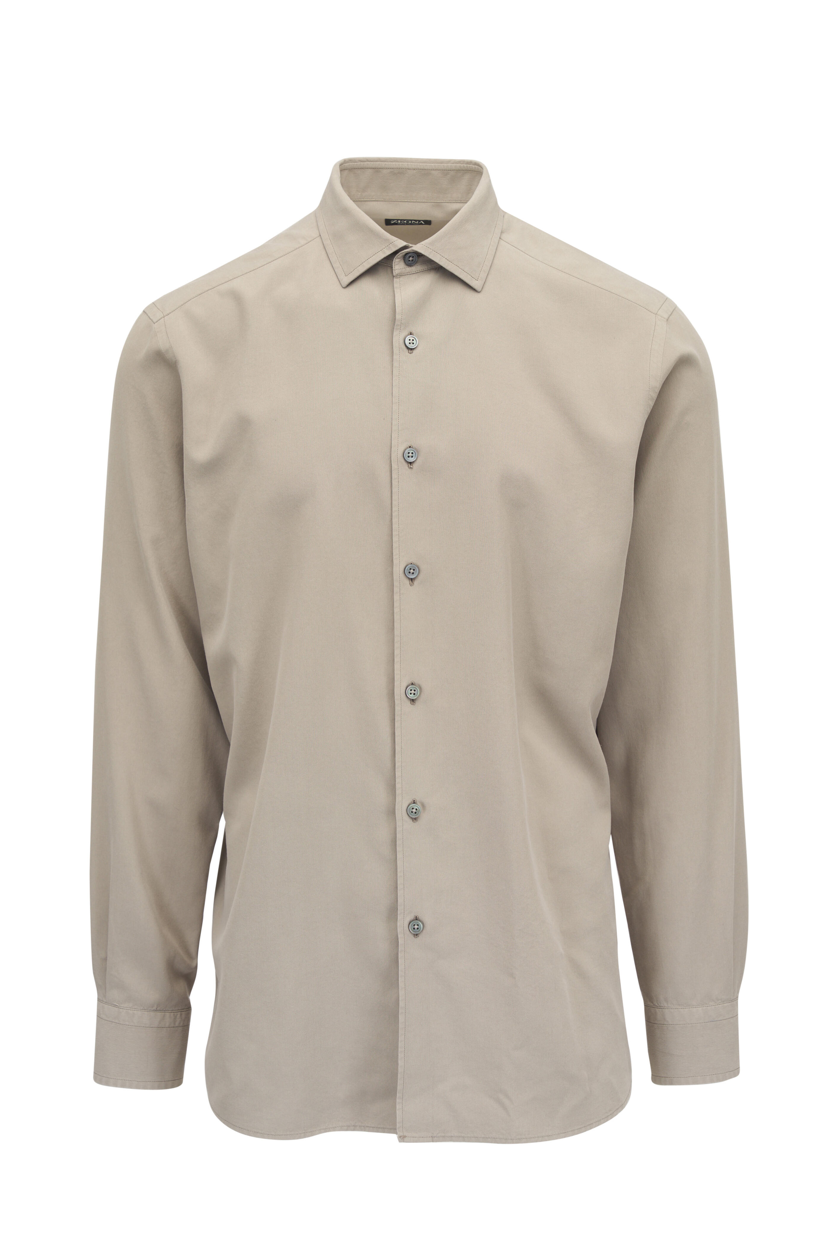 Zegna - Solid Beige Silk Sport Shirt