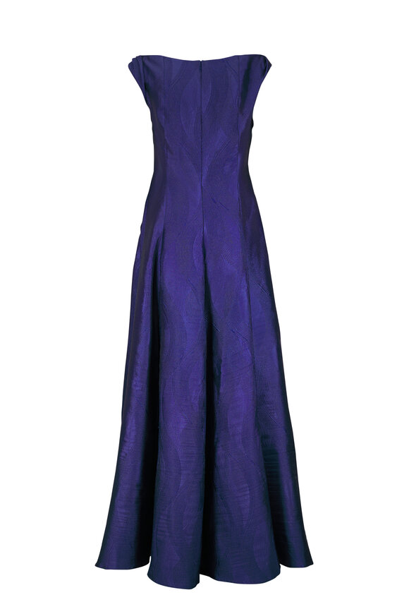 Talbot Runhof Royal Blue Jacquard Evening Gown - view 3