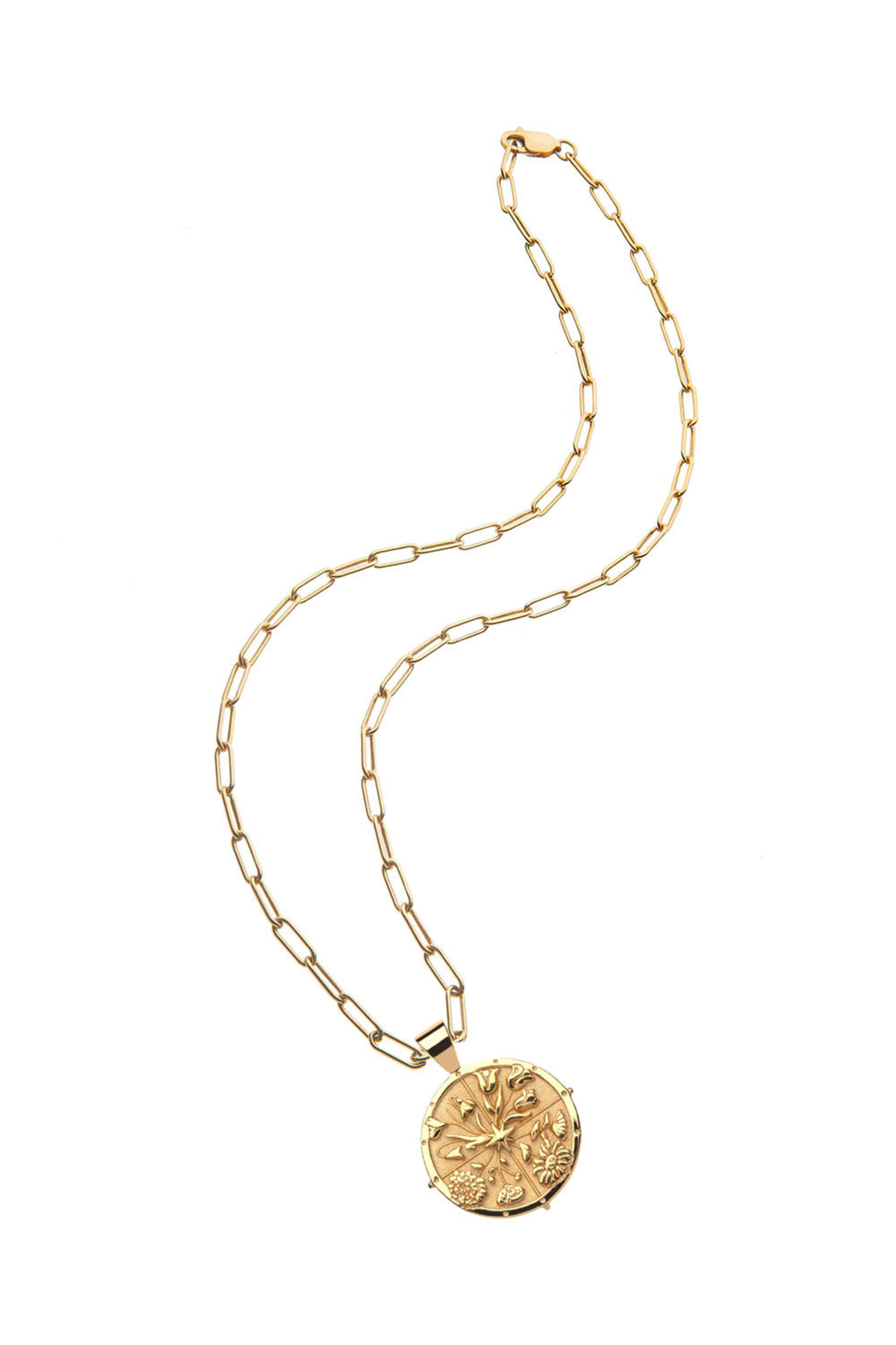 Jane Win - Small Hope Coin Pendant Dawn Link Chain Necklace