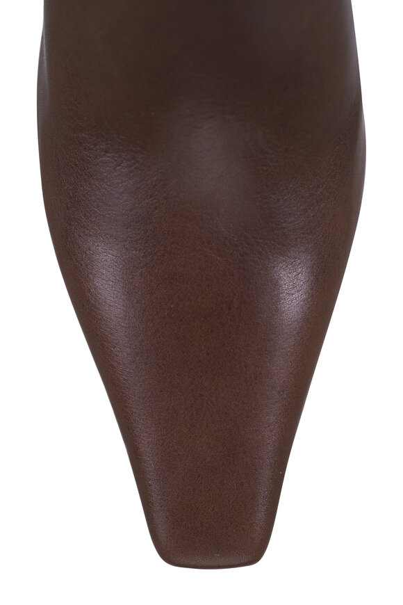Brunello Cucinelli Chocolate Leather Monili Heel Bootie, 80mm - view 8