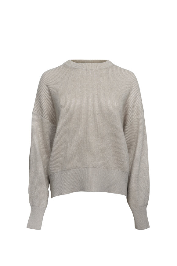 Brunello Cucinelli - Dazzling Cool Beige Net Knit T-Shirt