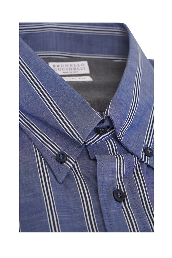 Brunello Cucinelli Denim Stripe Sport Shirt - view 3