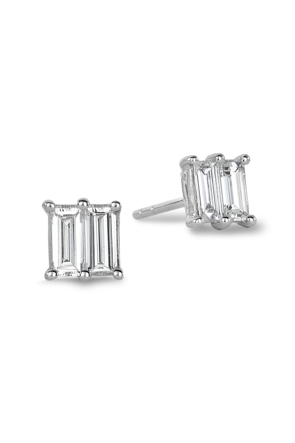 Nam Cho White Gold Small Invisible Diamond Square Studs