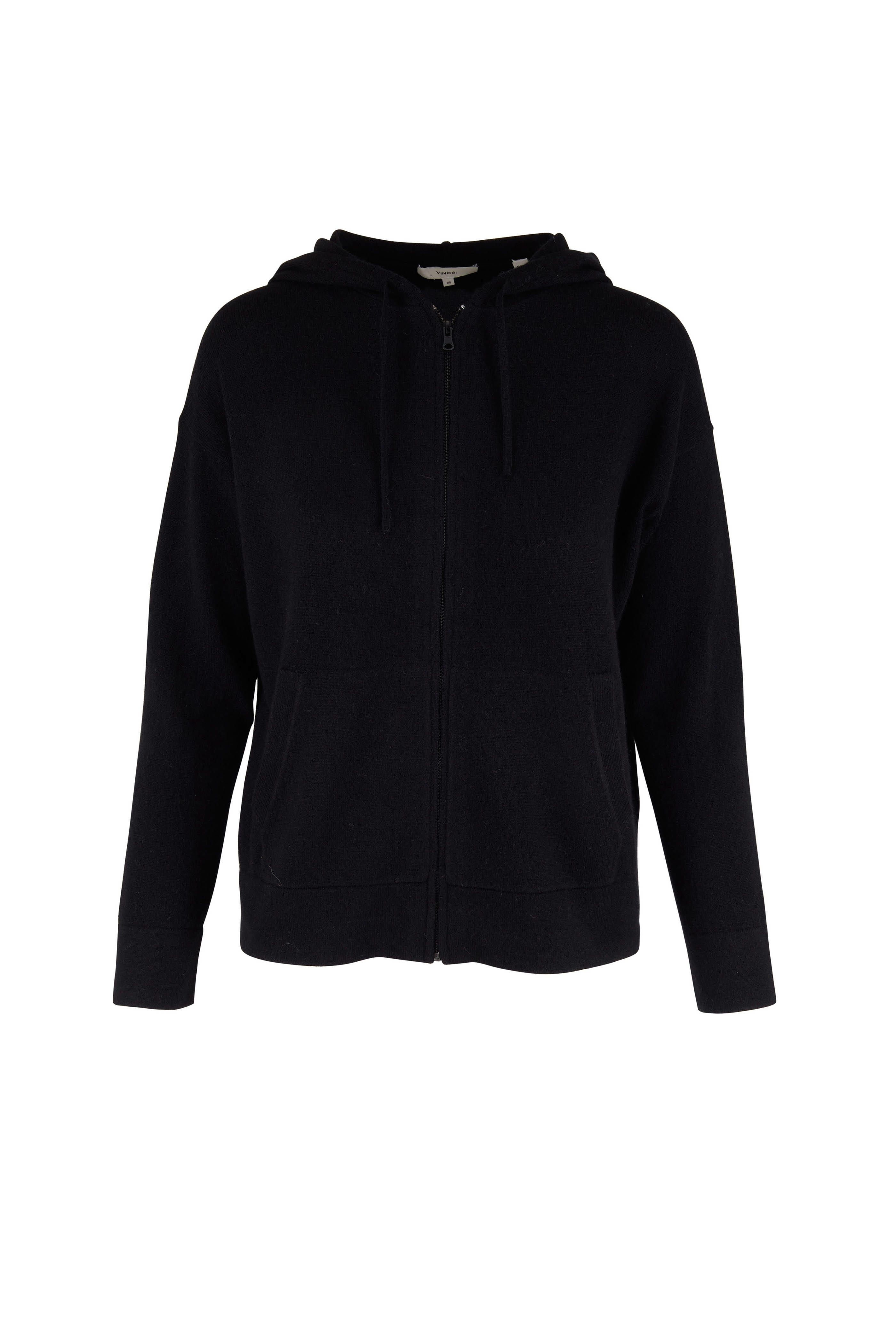 Vince - Black Wool & Cashmere Zip Up Hoodie | Mitchell Stores